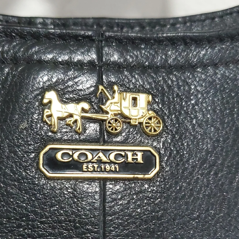 Coach Black Leather Madison Pinnacle Carrie Satchel - Picture 5 of 17